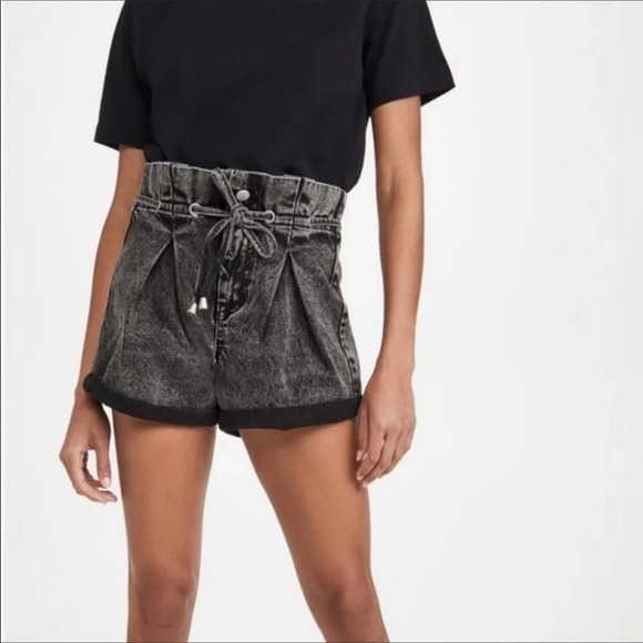 Blank NYC Acid Wash Denim High Waist Paper Bag Shorts Women’s Size 25 NWT - Picture 1 of 8